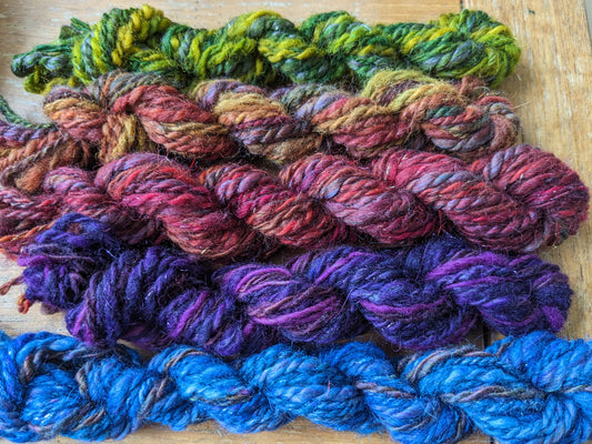 Wonderful hand spun yarn that has then been overdyed - hand dyed 50g-HDHS04