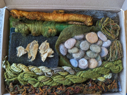 Forest and Fauna A5 Hand Dyed creativity box - luxury fabrics and threads - FFmini2