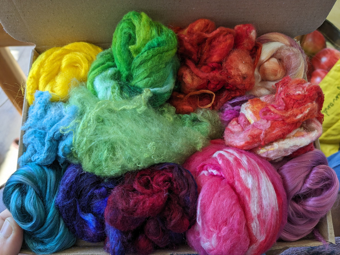 Medium hand dyed silk fibre boxes- box28