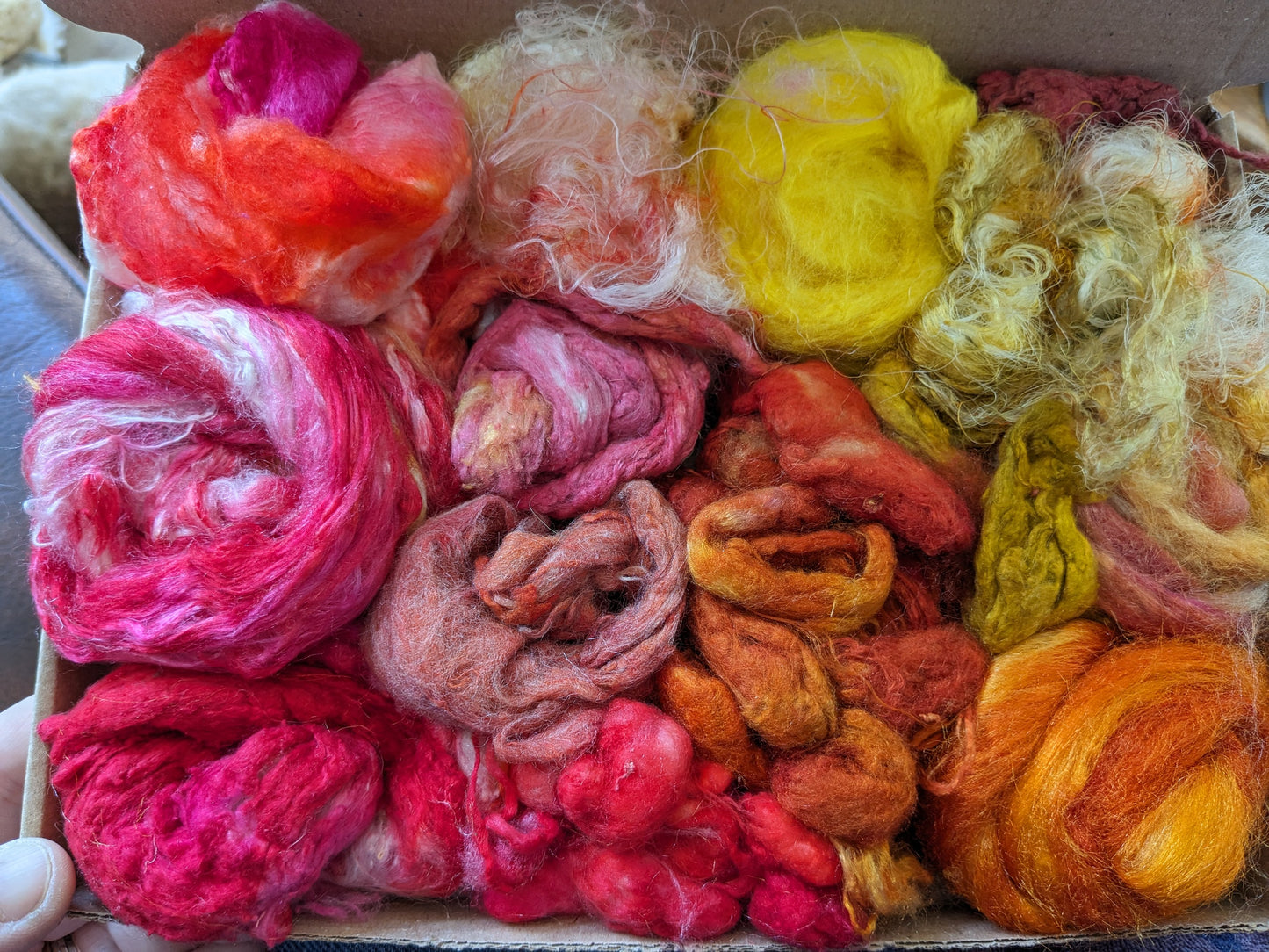 Medium hand dyed silk fibre boxes- box16