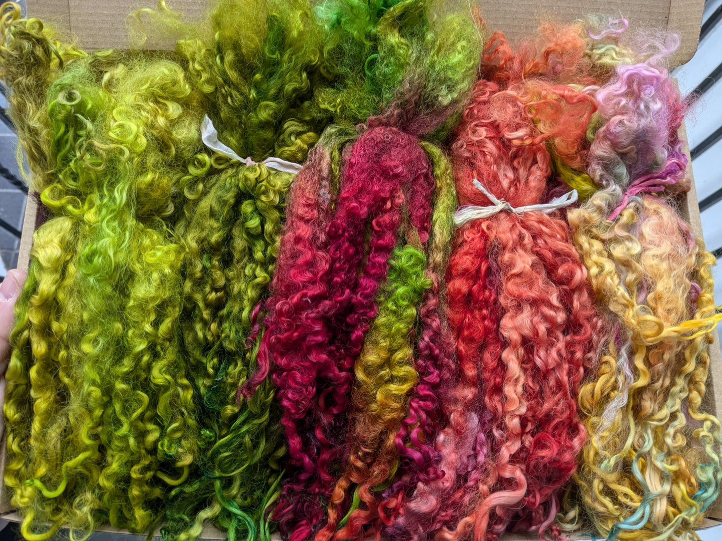 Hand-dyed British fleece - separated locks 125g lock box 11