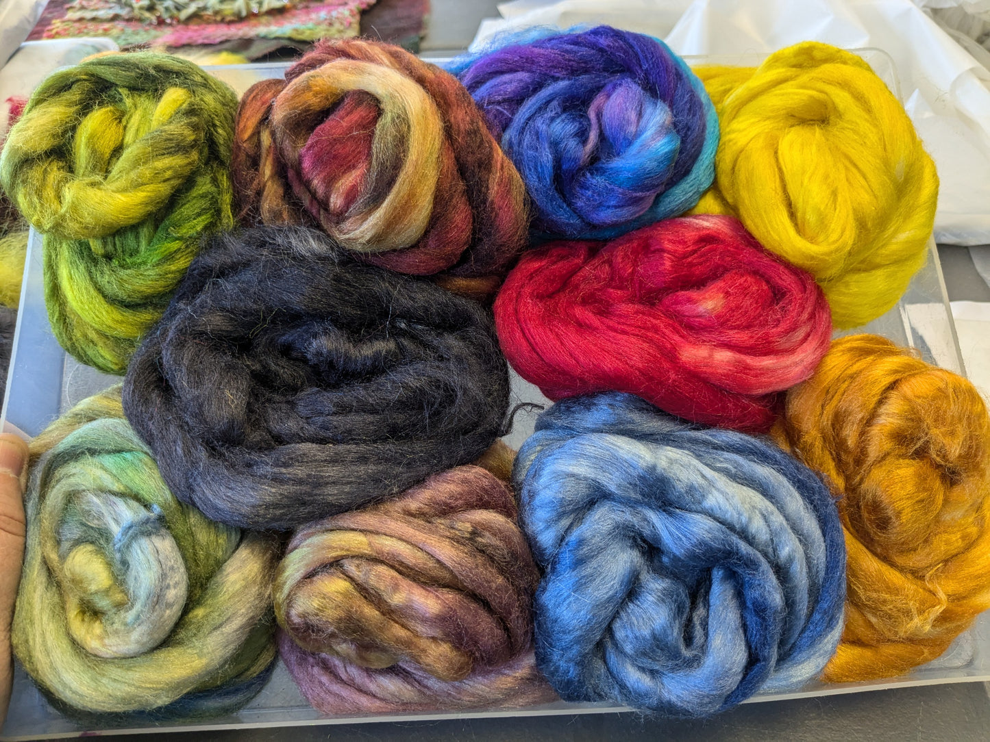 Approx 120g hand dyed silk tussah fibre-TS05