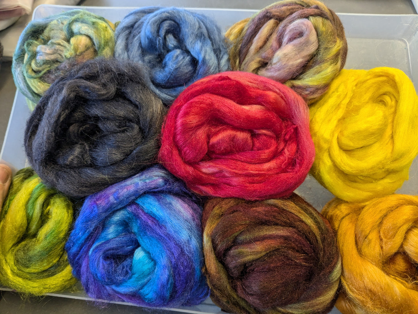 Approx 110g hand dyed silk tussah fibre-TS06