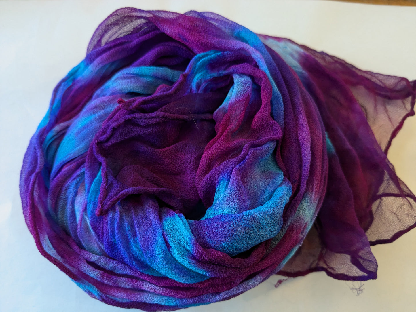 Hand dyed silk chiffon scarf ideal for Nuno felt SCh03