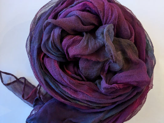 Hand dyed silk chiffon scarf ideal for Nuno felt SCh12