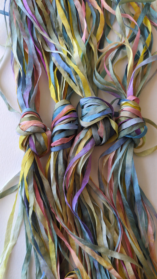 2 x 6m(12m total) hand dyed silk embroidery ribbons 4mm wide - SER02
