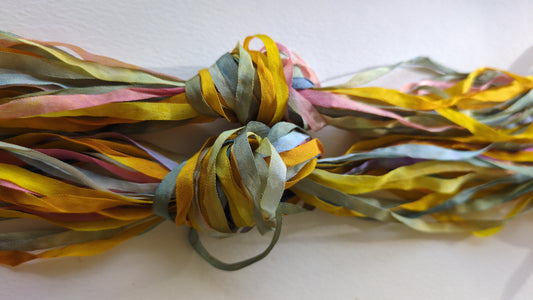 3 x 4m(12m total) hand dyed silk embroidery ribbons 4mm wide - SER15