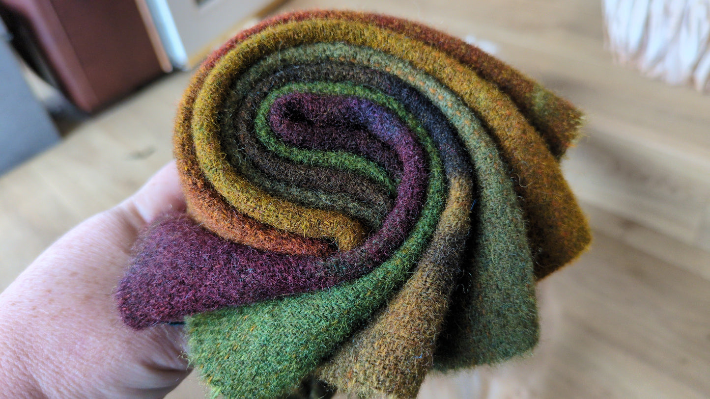 Hand Dyed Scottish wool tweed 6 pieces - creative textiles - HDWT15