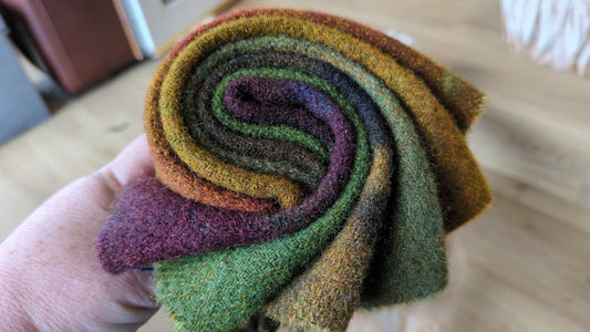 Hand Dyed Scottish wool tweed 6 pieces - creative textiles - HDWT15