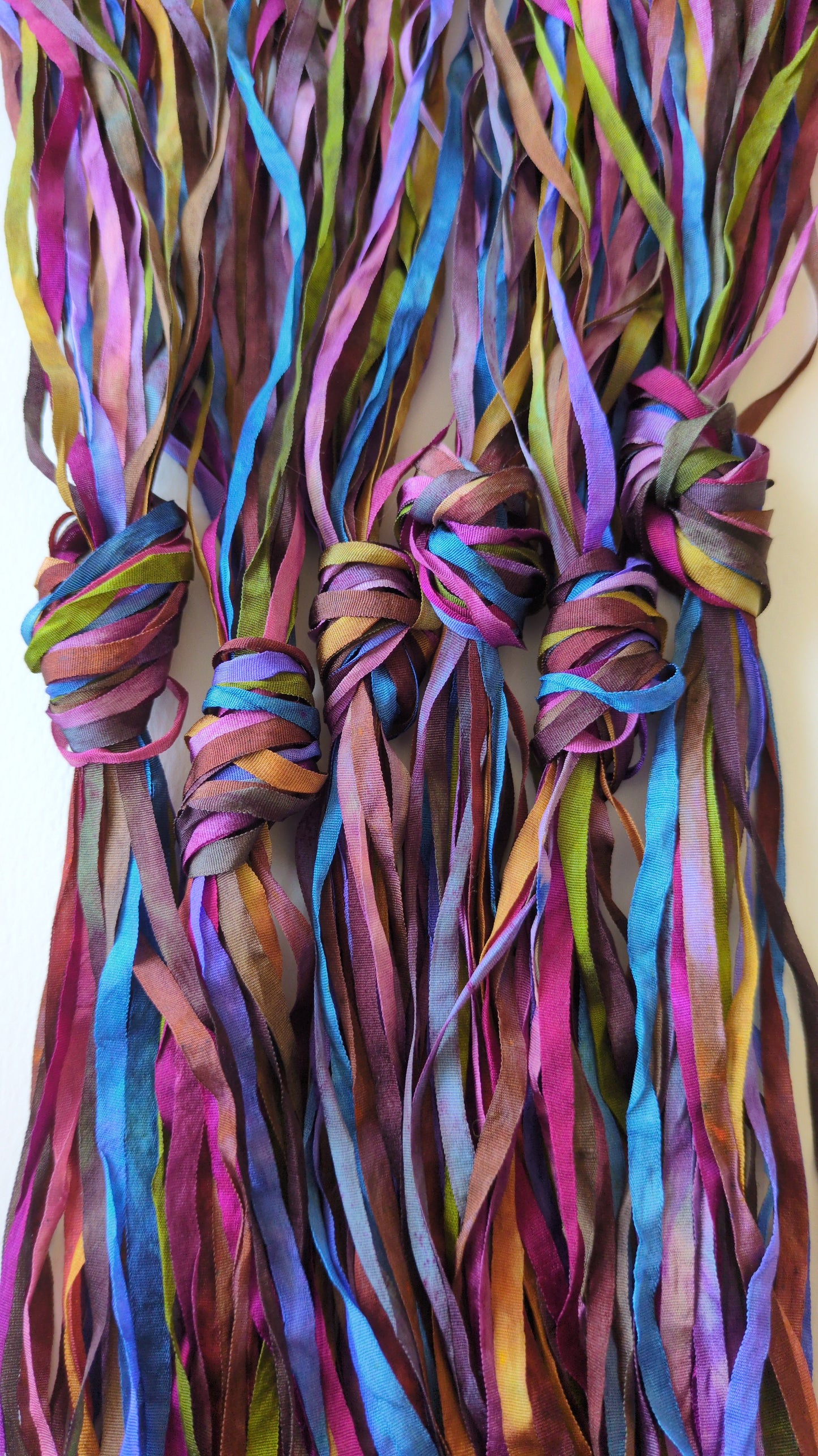 12 x 1m(12m total) hand dyed silk embroidery ribbons 4mm wide - SER04