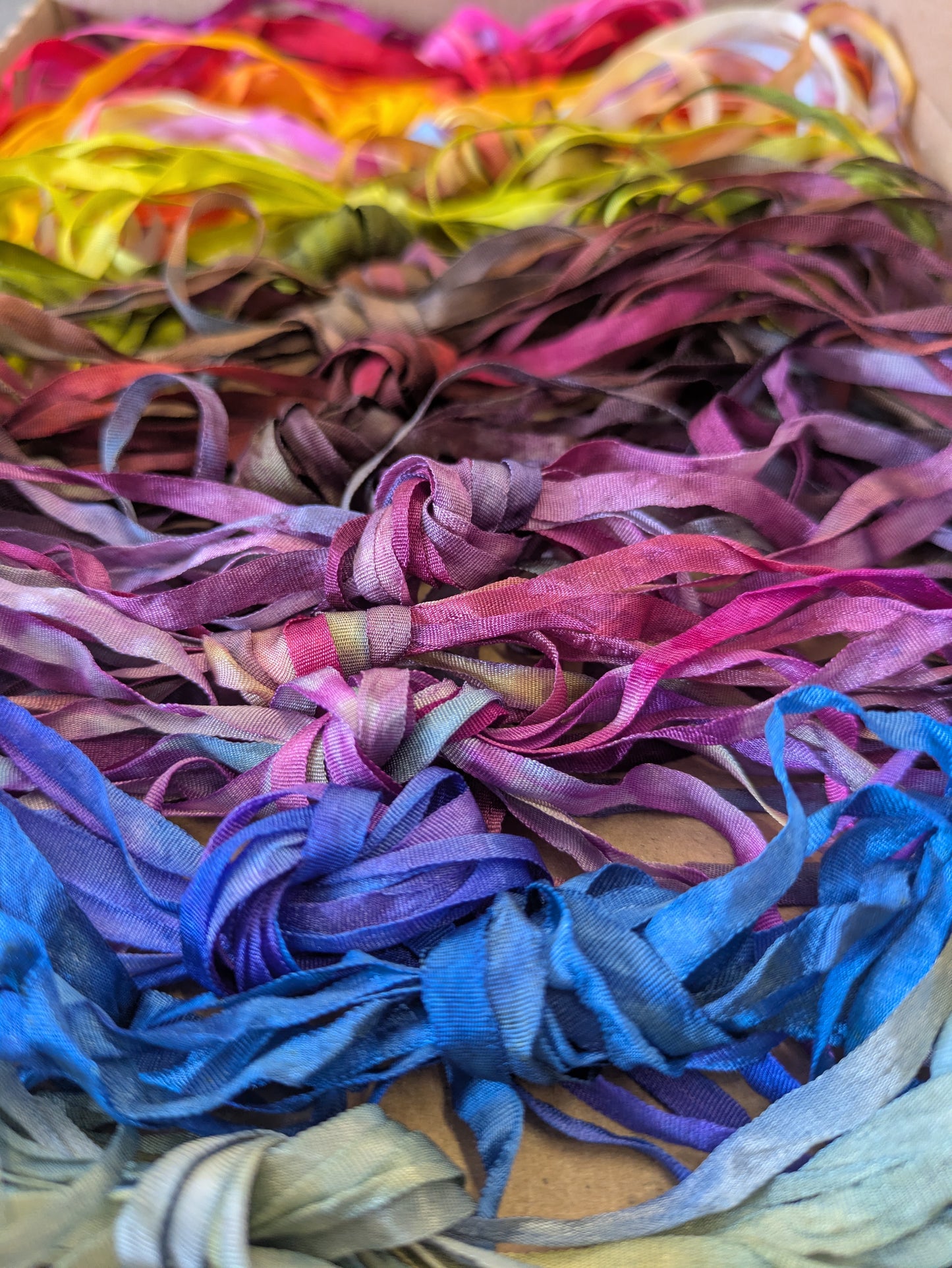 20 x 2m(40m total) hand dyed silk embroidery ribbons 4mm wide - SERbox01