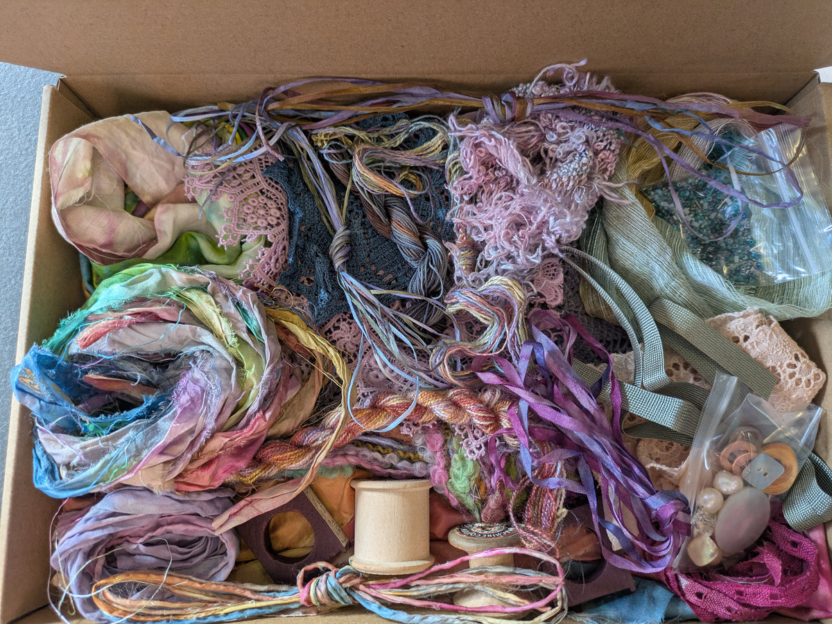 Large creativity stitch box with vintage wooden thread spools CB04