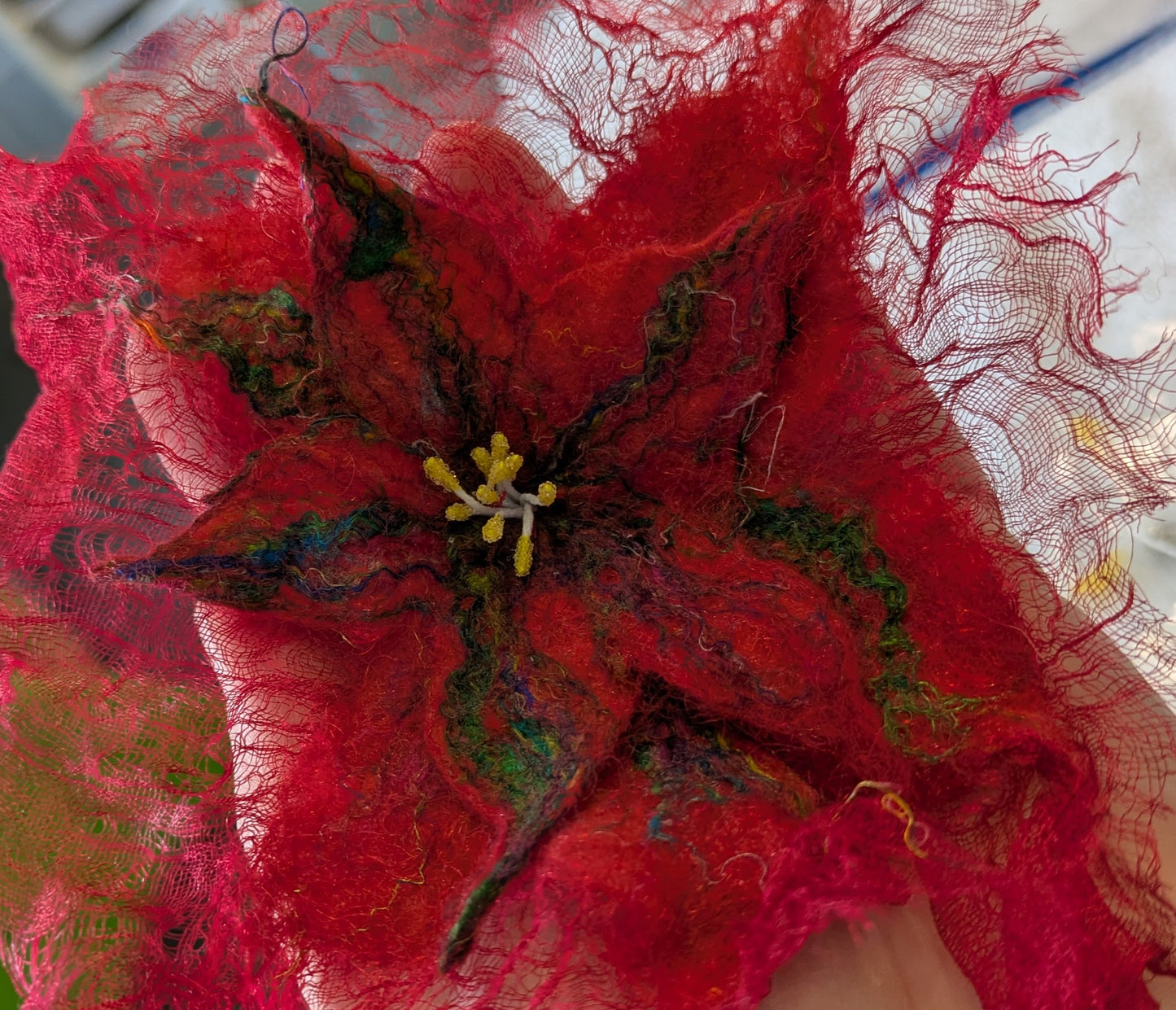 Deposit -Wet felt Christmas poinsettia wreath workshop Saturday 12th Dec