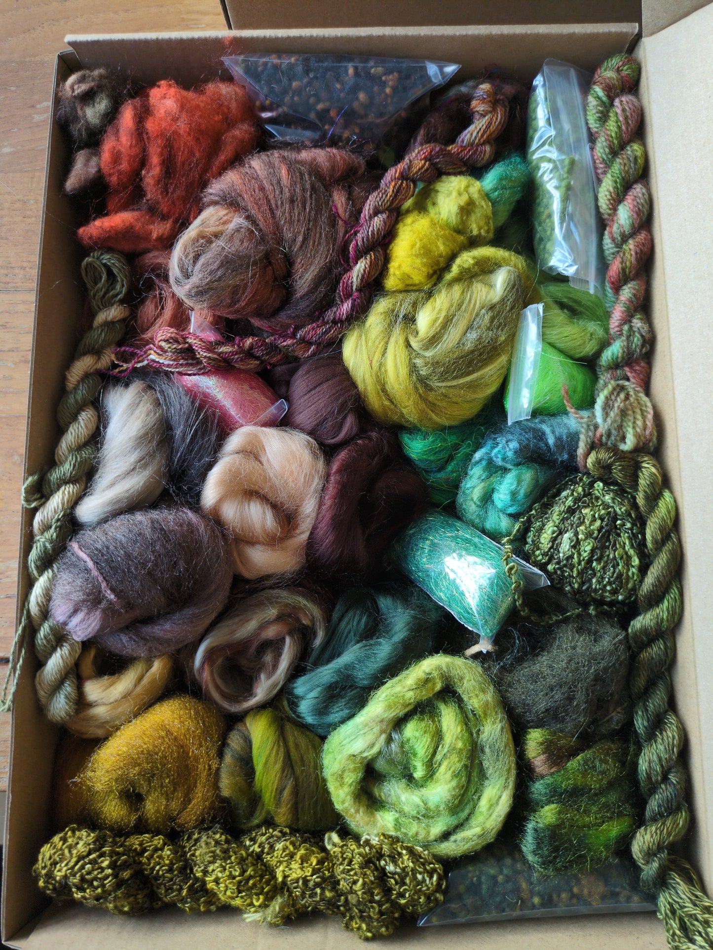 Hand dyed speciality lux texture fibre box -  approx 165g  fibres - box03