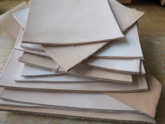Studio destash, pieces of veg tanned leather, very thick pack 1