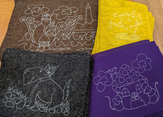 4 of My original designs printed on pure wool felt