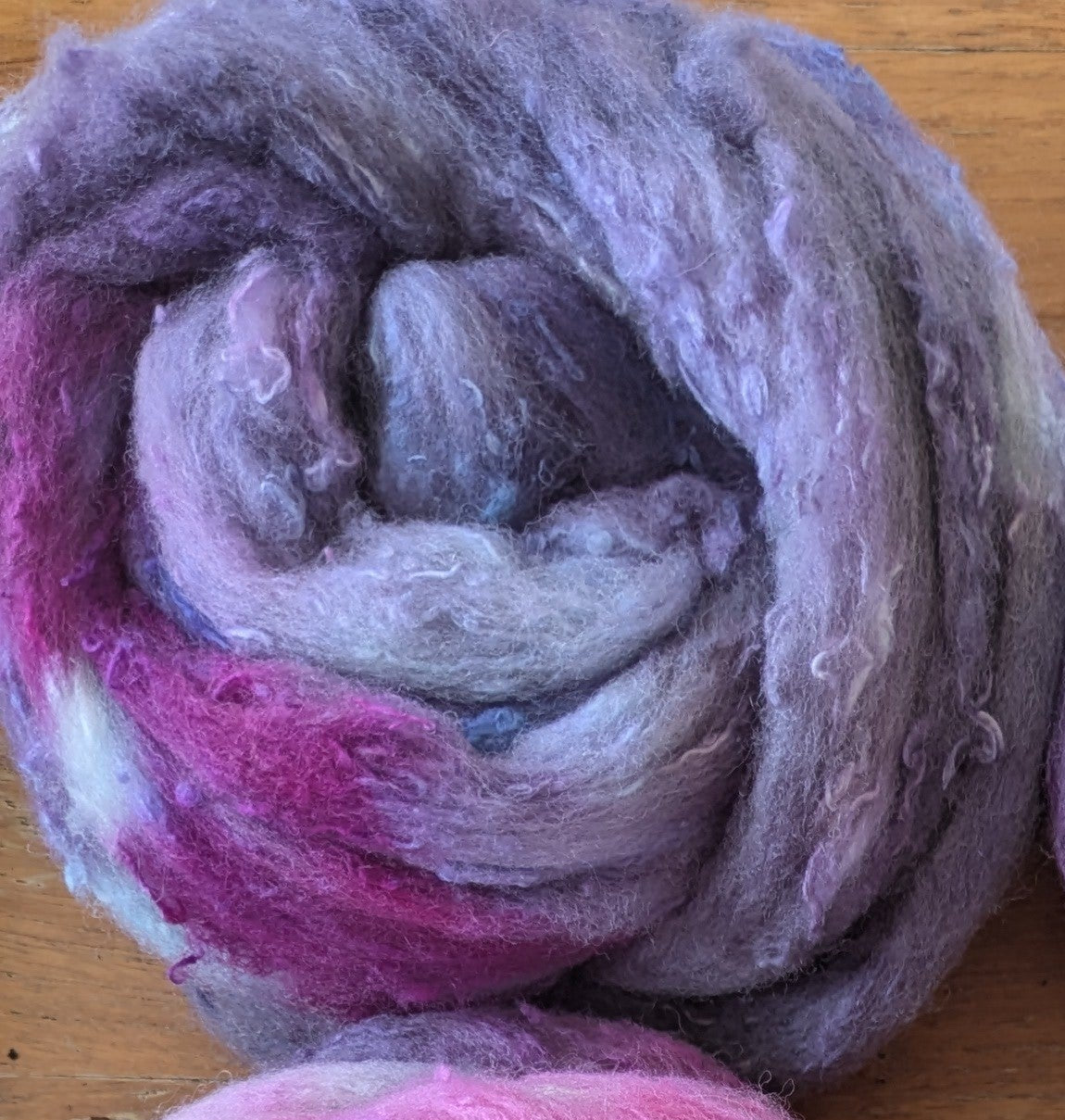 Merino with silk slubs hand dyed layers great to needle felt or wet felt  25g MSS37