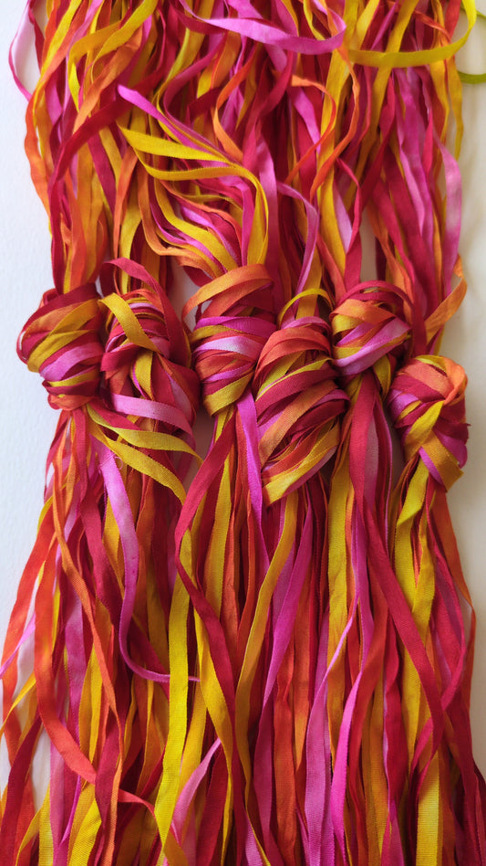 4 x 3m(12m total) hand dyed silk embroidery ribbons 4mm wide - SER07