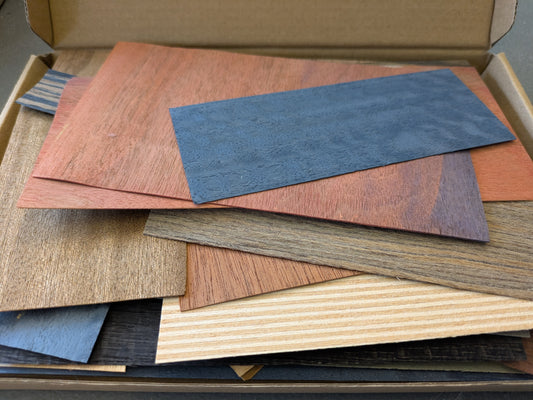 Studio destash, A5 box of wood veneer pieces 150g WV03