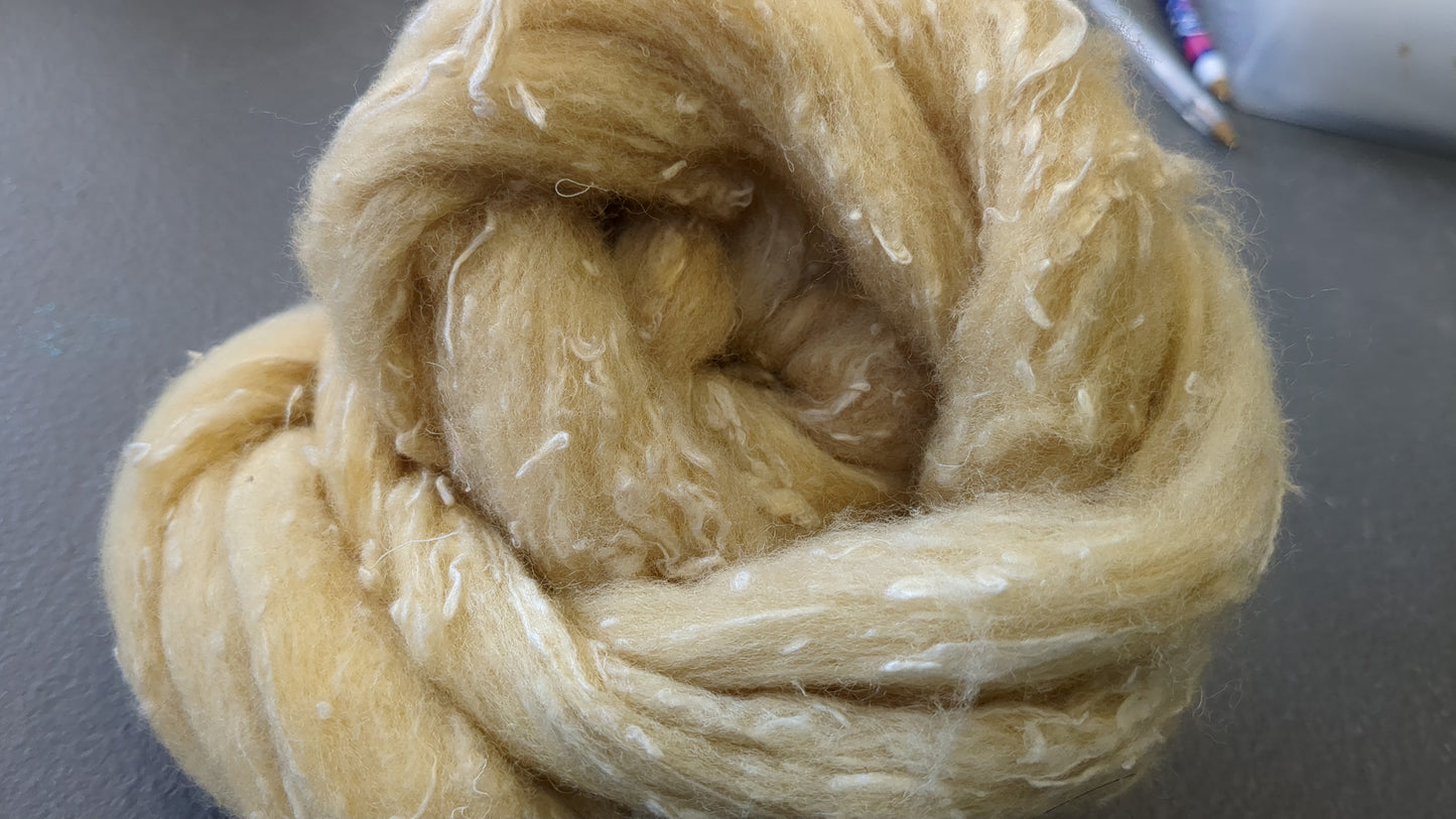 Merino with silk slubs hand dyed layers great to needle felt or wet felt  25g MSS13
