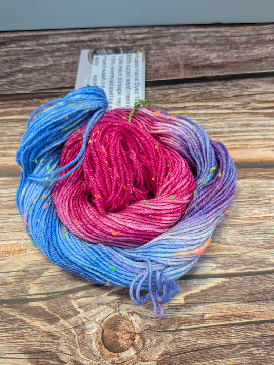 Hand Dyed 4ply Mini Neon Sparkly Skeins