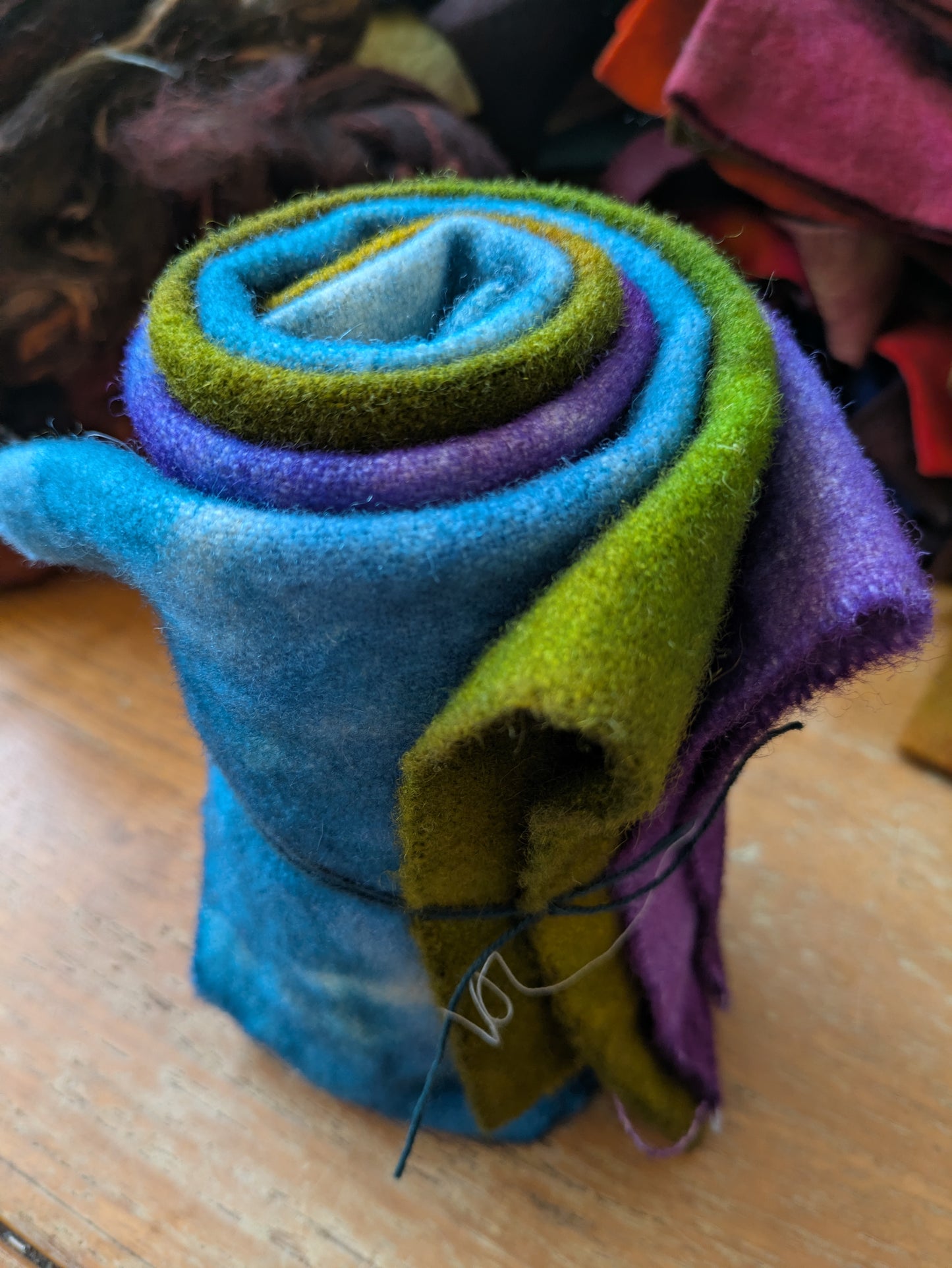 Hand Dyed wool blanket med weight 3 pieces - creative textiles - HDWBB11