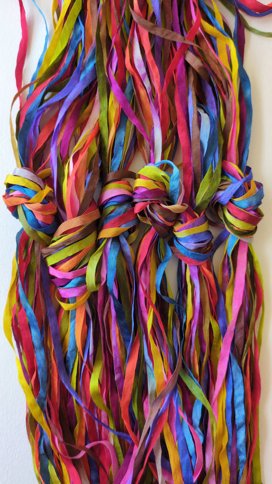 12 x 1m(12m total) hand dyed silk embroidery ribbons 4mm wide - SER06