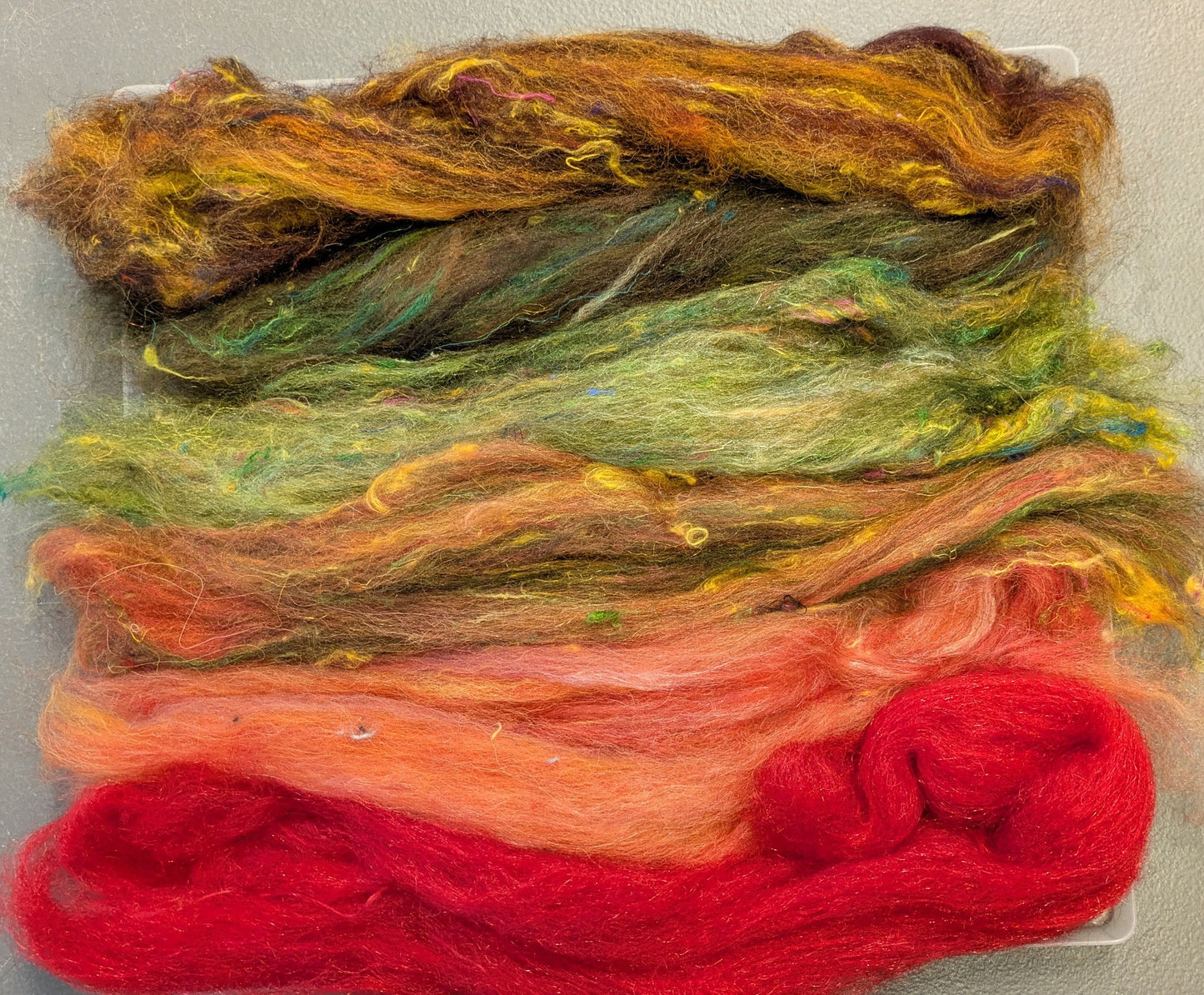 Hand carded luxury Batt layers with added texture. layers great to needle felt or wet felt 50g Autumn batt 4
