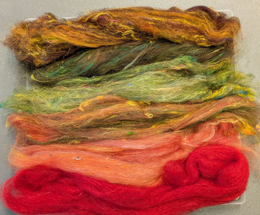 Hand carded luxury Batt layers with added texture. layers great to needle felt or wet felt 50g Autumn batt 4