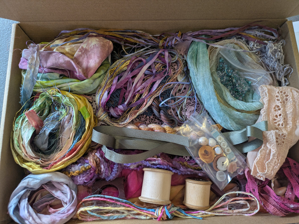 Large creativity stitch box with vintage wooden thread spools CB05