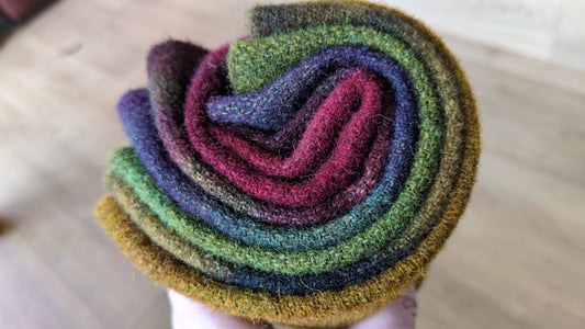 Hand Dyed Scottish wool tweed 6 pieces - creative textiles - HDWT10