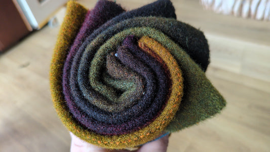Hand Dyed Scottish wool tweed 6 pieces - creative textiles - HDWT13