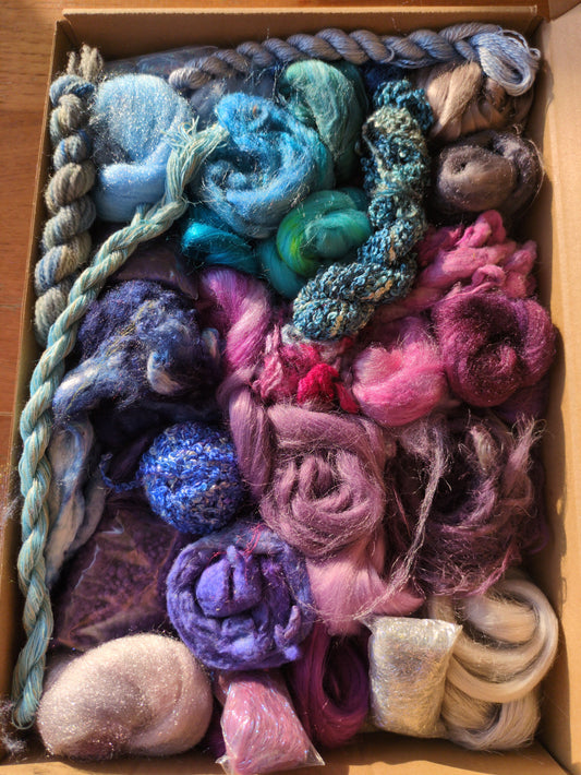 Hand dyed speciality lux texture fibre box -  approx 160g  fibres - box12