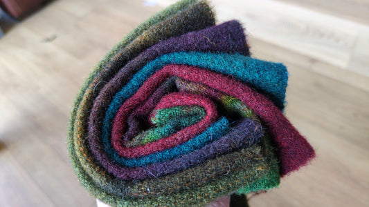 Hand Dyed Scottish wool tweed 6 pieces - creative textiles - HDWT11