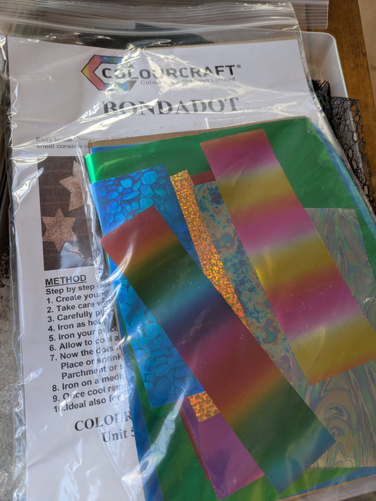 Starter pack for experimenting with foils on mixed media fabric pieces