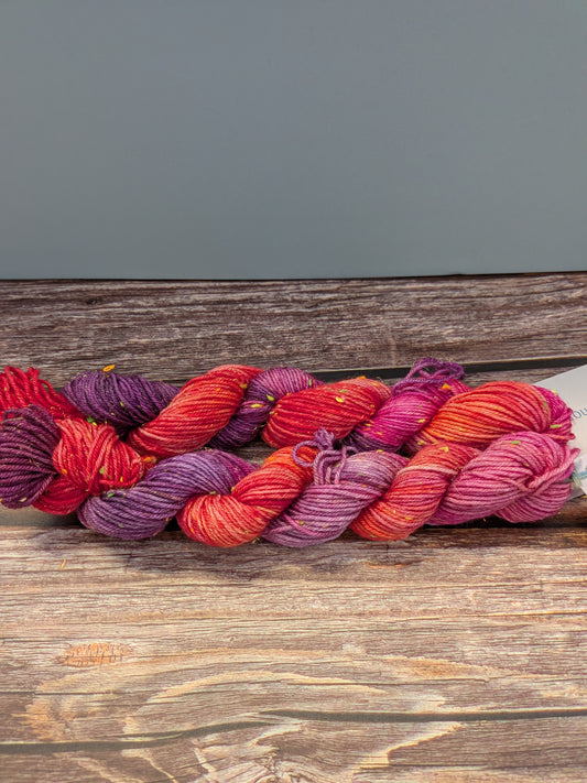 Hand Dyed 4ply Mini Neon Sparkly Skeins
