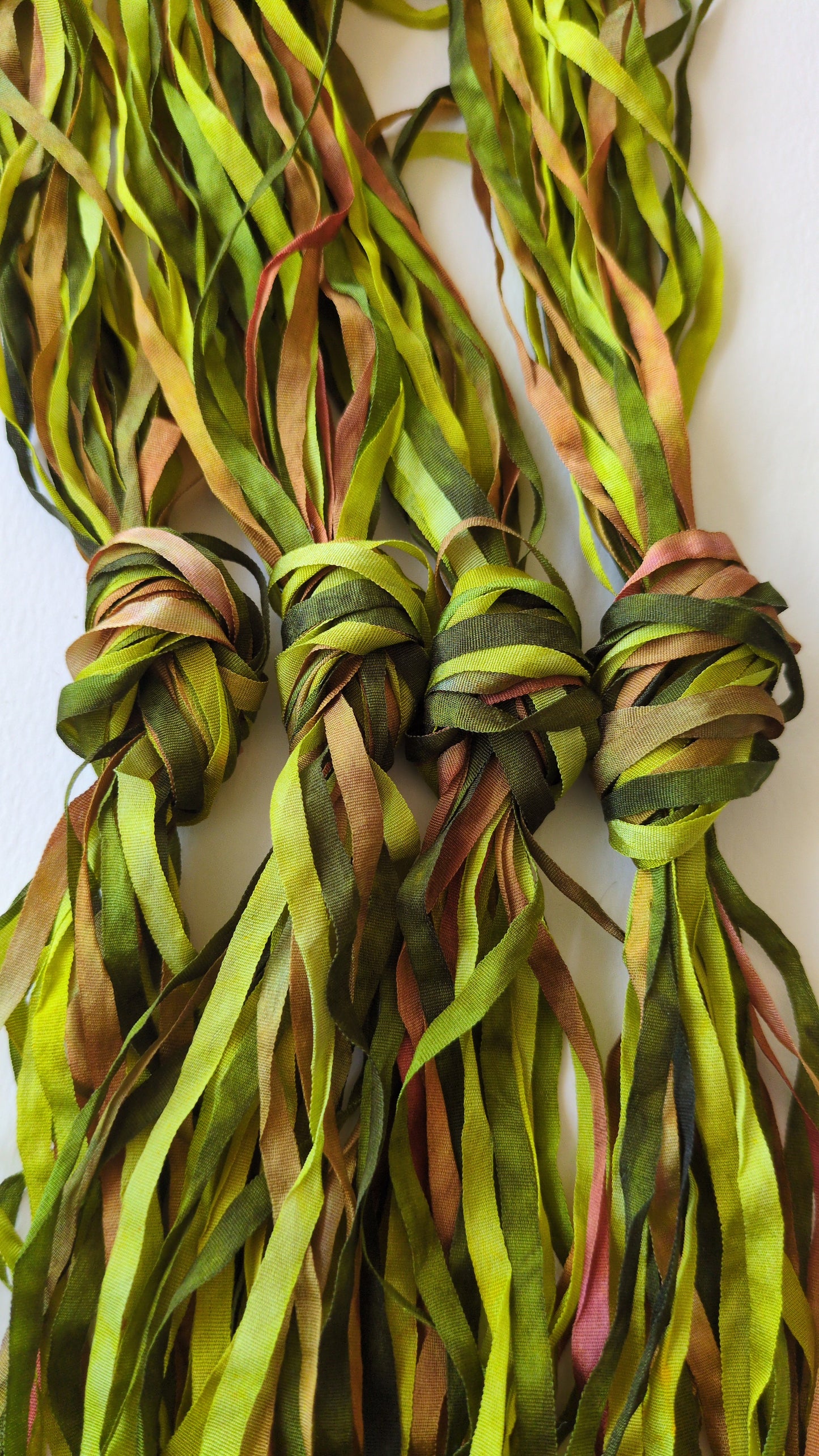 3 x 4m(12m total) hand dyed silk embroidery ribbons 4mm wide - SER09