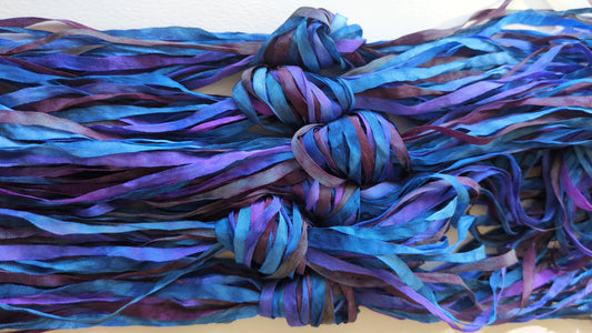 3 x 4m(12m total) hand dyed silk embroidery ribbons 4mm wide - SER16