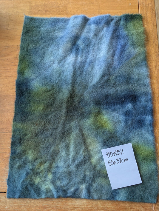 Hand Dyed pure wool blanket large piece 53 x 37 cm - creative textiles - HDWB11
