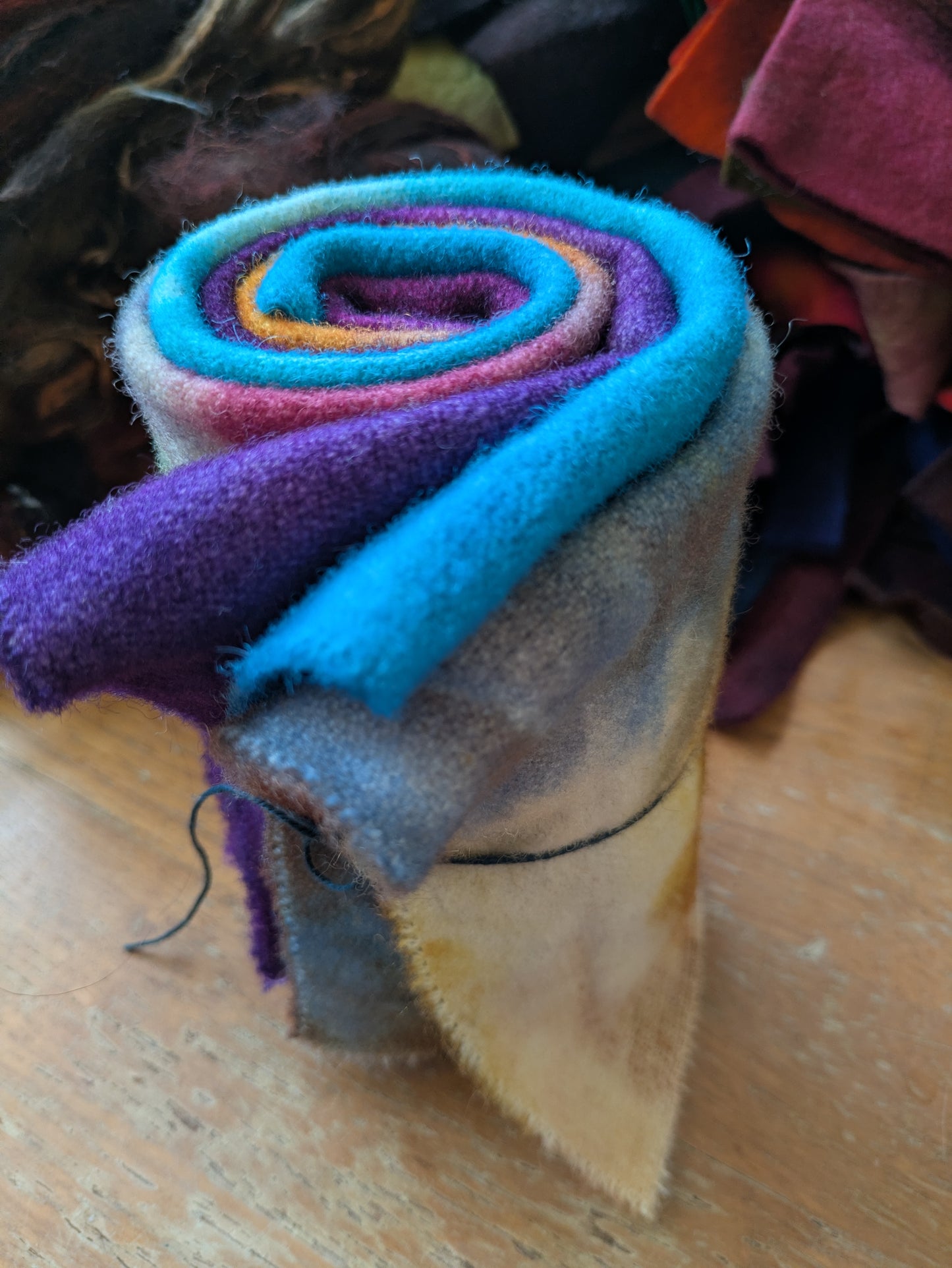 Hand Dyed wool blanket med weight 3 pieces - creative textiles - HDWBB09