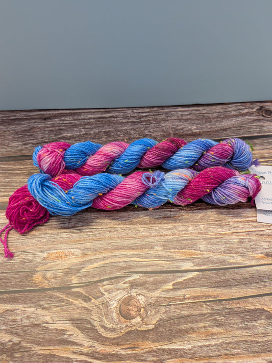 Hand Dyed 4ply Mini Neon Sparkly Skeins