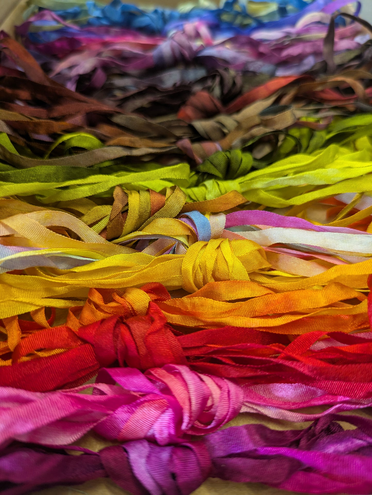 20 x 2m(40m total) hand dyed silk embroidery ribbons 4mm wide - SERbox01
