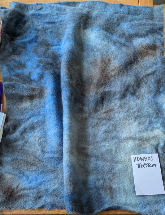 Hand Dyed pure wool blanket large piece 70 x 58 cm - creative textiles - HDWB01