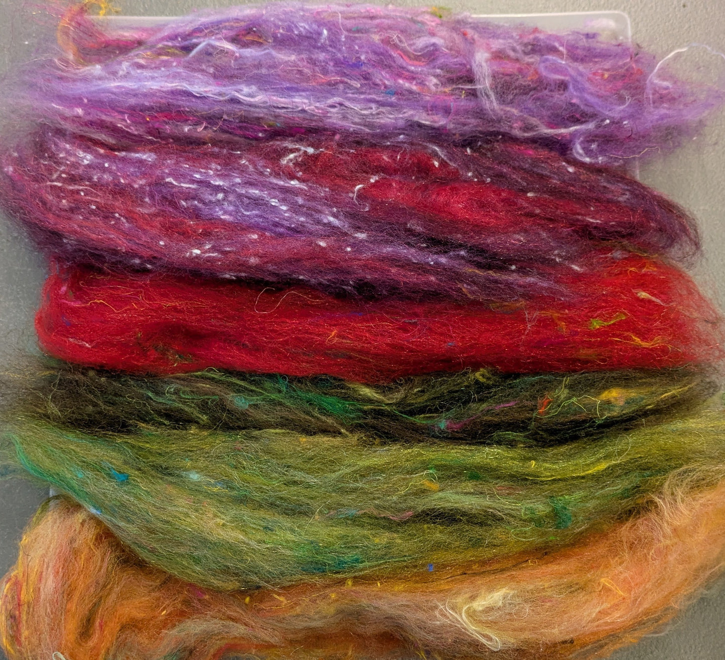 Hand carded luxury Batt layers with added texture. layers great to needle felt or wet felt 50g Autumn batt 11
