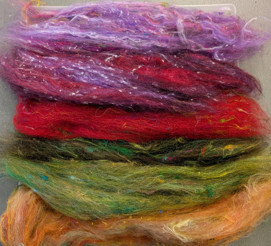 Hand carded luxury Batt layers with added texture. layers great to needle felt or wet felt 50g Autumn batt 11