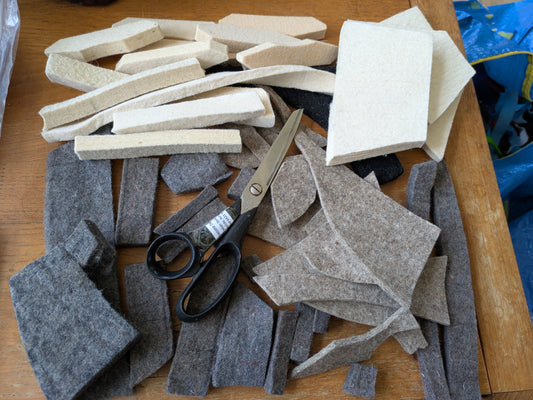 Wool mix industrial felt studio scrap bag minimum 450g B