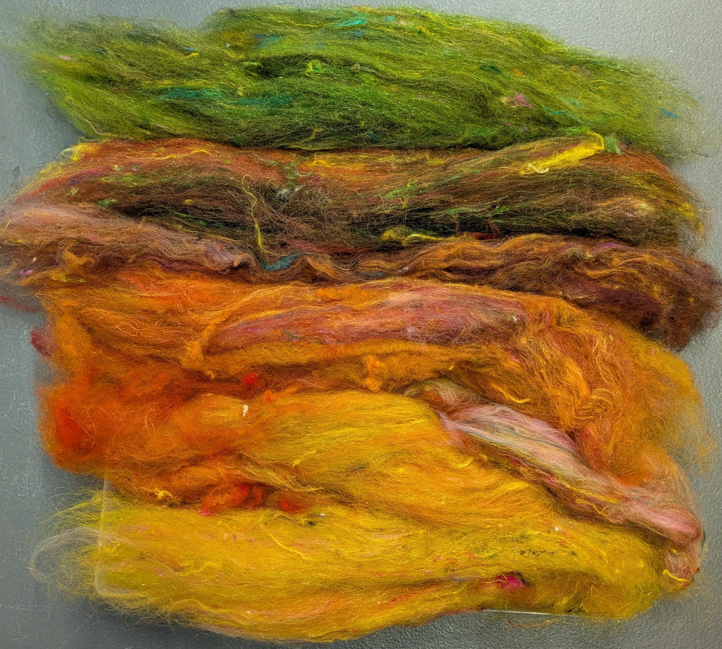 Hand carded luxury Batt layers with added texture. layers great to needle felt or wet felt 50g Autumn batt 8