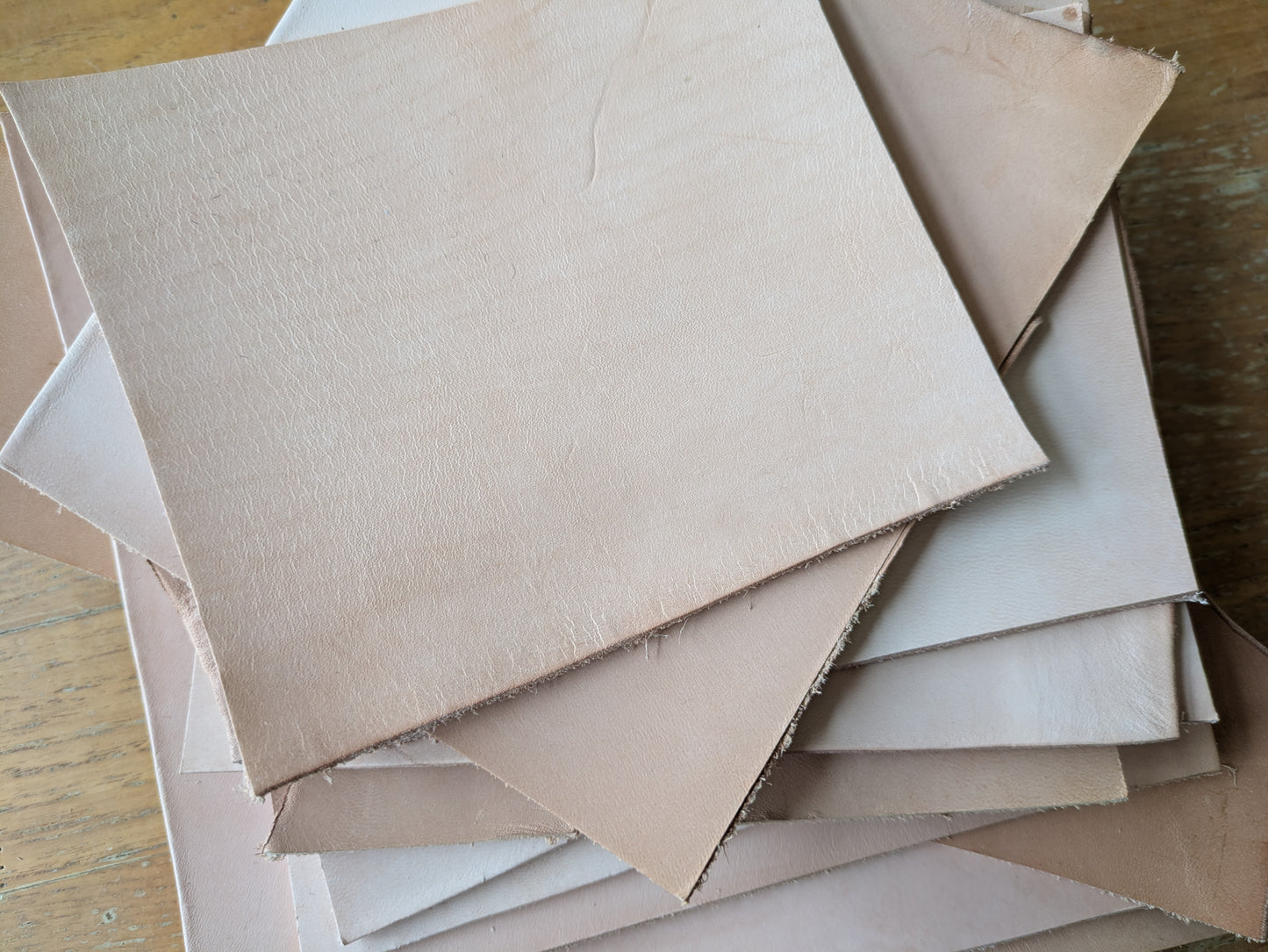 Studio destash, pieces of veg tanned leather, very thick pack 1