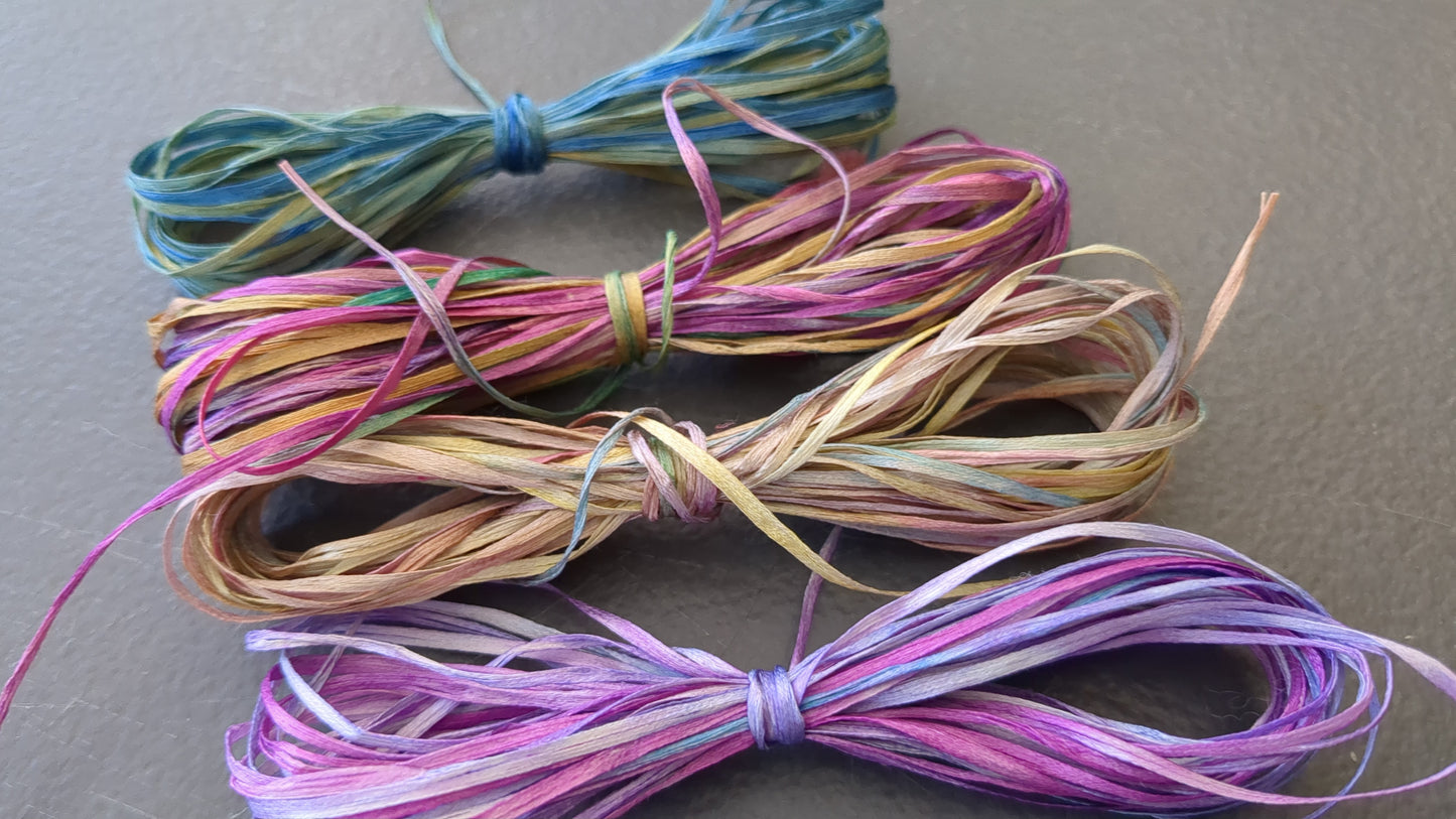 Silk raffia style thread hand dyed Sr07