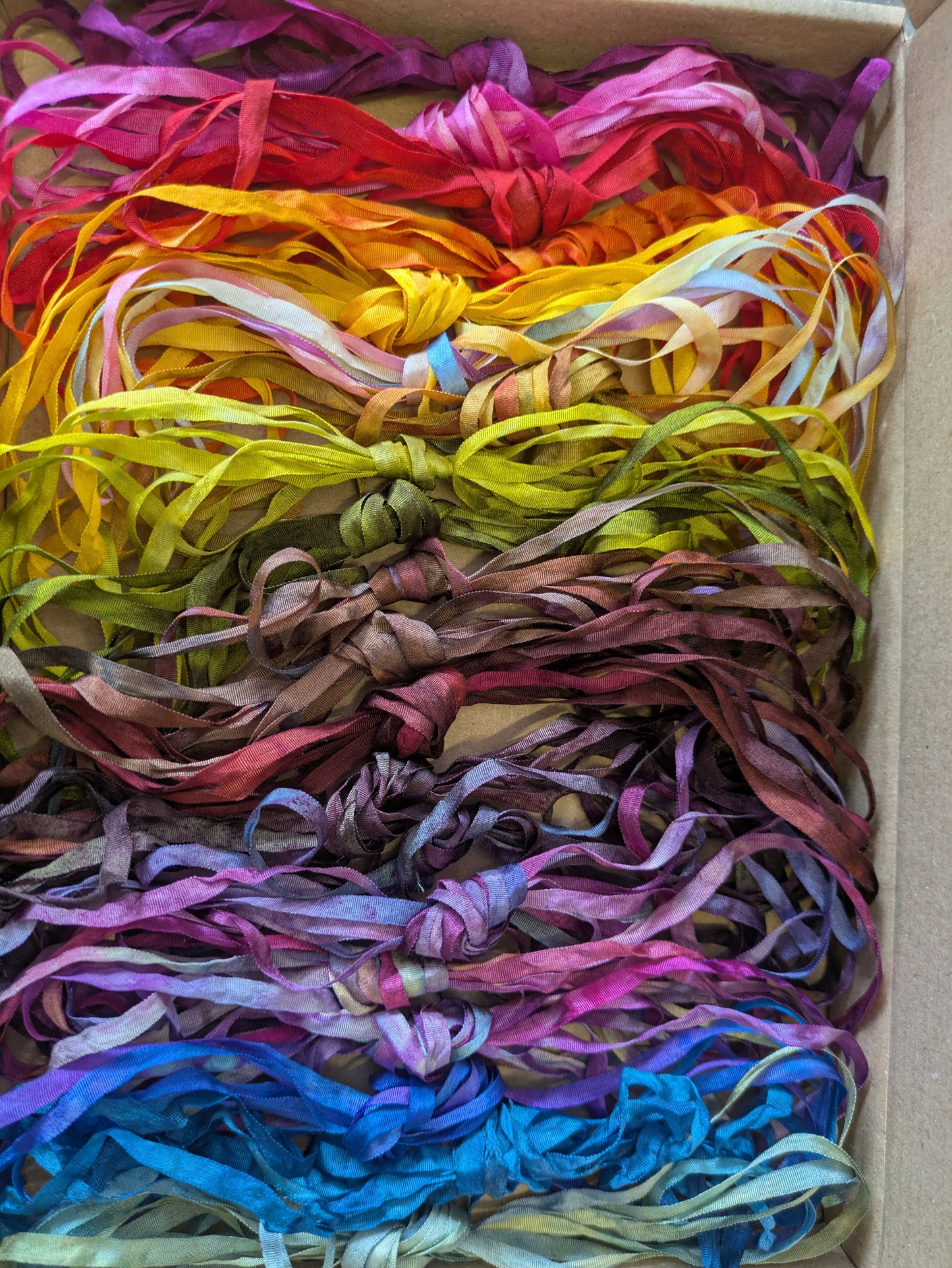 20 x 2m(40m total) hand dyed silk embroidery ribbons 4mm wide - SERbox01